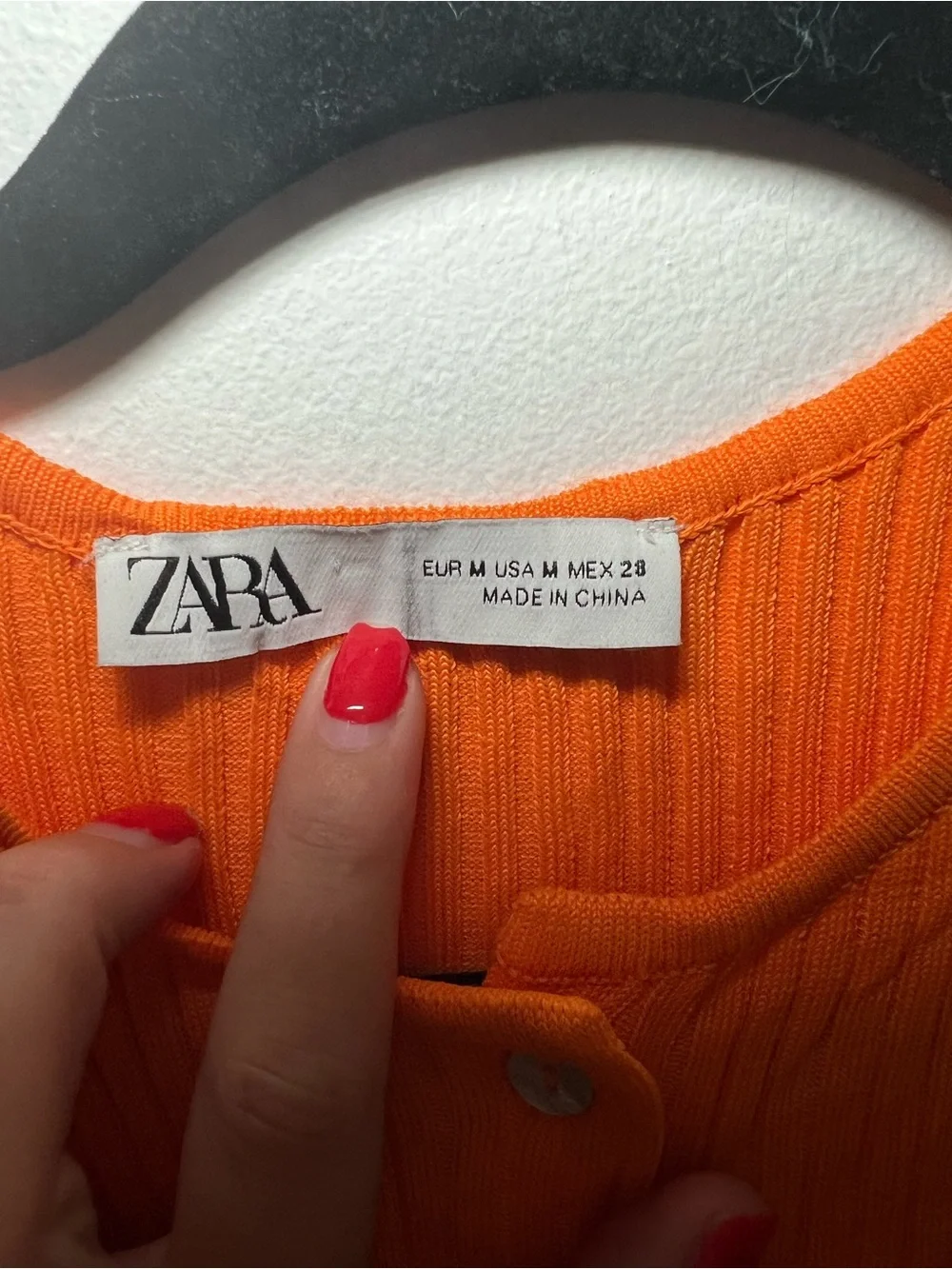Zara Orange Ribbed Button-Front Tank Top - Picture 2 of 4